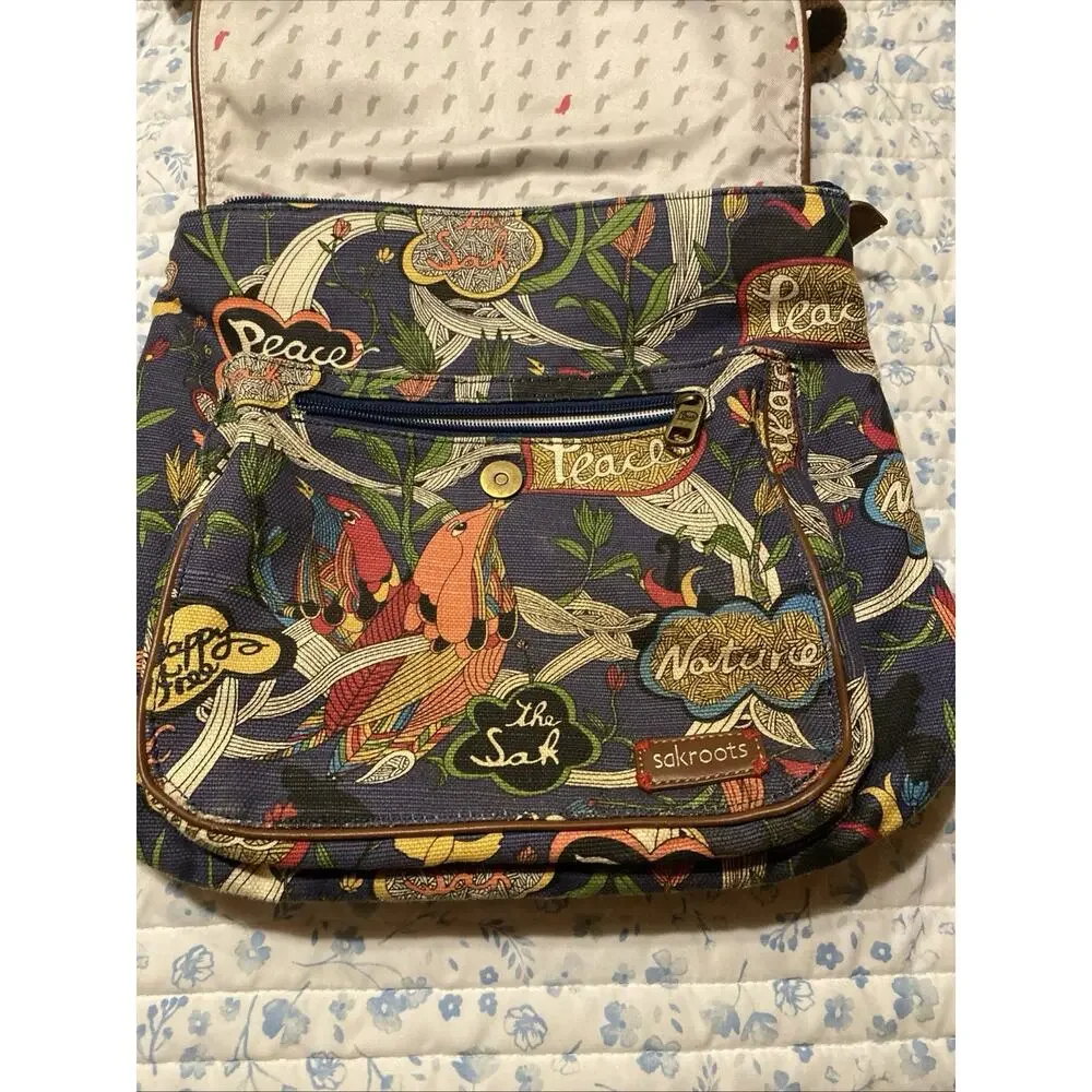 Sakroots Convertible Backpack Crossbody “peace” Boho Style Jute/cotton
